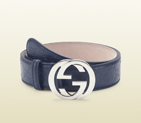 2013 Gucci blue guccissima leather belt with interlocking G buckle 114876 AA61E 4009