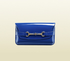2013 Gucci bright bit deep blue patent leather clutch 317638 A150T 4228