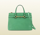 2013 Gucci bright bit jasmine green leather top handle tote 319795 A150T 1000