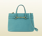 2013 Gucci bright bit light blue leather top handle tote 319795 ARU0T 4616