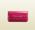 2013 Gucci bright bit shocking pink patent leather clutch 317638 A150T 5612