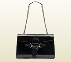 2013 Gucci emily black patent leather chain shoulder bag 295402 A1AEG 1000