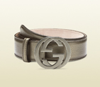 2013 Gucci leather belt with interlocking G buckle 114876 AH90R 9640