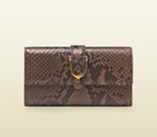 2013 Gucci pink tan shiny python spur continental wallet 277718 ED17T 6820