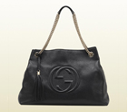 2013 Gucci soho black leather tote with double chain straps 310306 A7M0G 1000