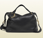 2013 Gucci twill black leather top handle bag 309529 A7MPT 1000