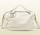 2013 Gucci twill off-white leather top handle bag 309529 A7MPT 9022