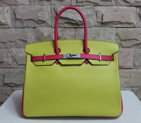 2013 Hot Sale Hermes Birkin 35CM Tote Bag Calf Leather Light Green&Rose with Silver hardware H35