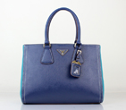 2013 PRADA BN2438 Saffiano Leather Tote Bag in Dark blue with Light blue 2438