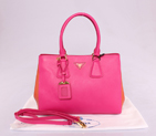 2013 PRADA BN2438 Saffiano Leather Tote Bag in Rose with chocolate 2438