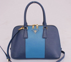 2013 PRADA Saffiano Leather Two Handle Bag 0837 RoyalBlue with Light Blue 0837