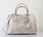 2013 PRADA Shiny Leather Two Handle Bag 0837 in Light gray 0837