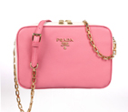 2013 Prada Calf Leather Mini shoulder Messenger Bag 2455 in Cherry pink with white 2455