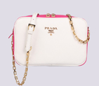 2013 Prada Calf Leather Mini shoulder Messenger Bag 2455 in White with Rose 2455
