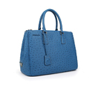 2013 Prada Classic Ostrich Leather Tote Bag 1786 in Medium Blue 1786
