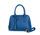 2013 Prada Saffiano Leather 25CM Two Handle Bag 0813 in Medium Blue 0813