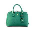 2013 Prada Saffiano Leather 33CM Two Handle Bag 0812 in Black green 0812