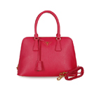 2013 Prada Saffiano Leather 33CM Two Handle Bag 0812 in Rose Red 0812