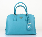 2013 Prada Saffiano Leather 33CM Two Handle Bag 0837 in Lake blue 0837
