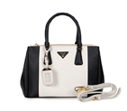 2013 Prada Saffiano Leather Tote Bag 1801 in Black with White 1801