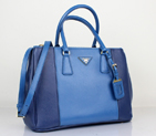 2013 Prada Saffiano Leather Tote Bag 2274 in Light blue with dark blue 2274