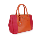 2013 Prada Saffiano Leather Tote Bag 2274 in Orange with Rose red 2274