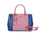 2013 Prada Saffiano Leather Tote Bag 2274 in Pink with RoyalBlue 2274
