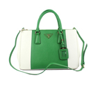 2013 Prada Saffiano Leather Tote Bag 2274 in White with Grass green 2274