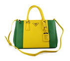 2013 Prada Saffiano Leather Tote Bag 2274 in grass green with lemon yellow 2274