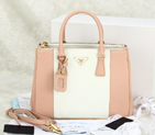 2013 Prada Saffiano Leather Tote Bag 2274 in white with Bare Pink 2274