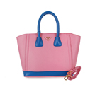 2013 Prada Saffiano Leather Tote Bags in Cherry pink with blue 1846