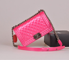 2014 Boy Chanel A67086 Flap Shoulder Bag Original Patent Leather Rose A67086