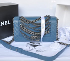 2014 Boy Chanel A67918 Royalblue Flap Shoulder Bag in Original Leather A67918