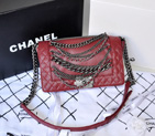 2014 Boy Chanel A67919 Burgundy Flap Shoulder Bag in Original Leather A67919
