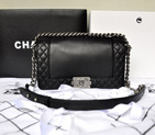 2014 Boy Chanel A67949 Black Flap Shoulder Bag in Original Leather A67949