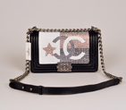 2014 Boy Chanel Dallas Flap Shoulder Bag Sheepskin A92480 Black A92480
