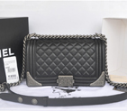 2014 Boy Chanel Flap Bag Embellished with Metal Adornments A90423 Black A90423