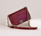 2014 Boy Chanel Flap Bag Embellished with Metal Adornments A90423 Burgundy A90423