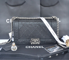 2014 Boy Chanel Flap Shoulder Bag Calfskin Leather A92350 Black A92350