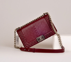 2014 Boy Chanel Flap Shoulder Bag Herringbone Stitching A92493 Maroon A92493