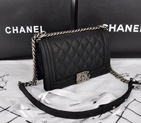 2014 Boy Chanel Flap Shoulder Bag Original Chamois Leather A67086 Black A67086