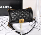 2014 Boy Chanel Flap Shoulder Bag Original Leather A5000 Black with Gold A5000