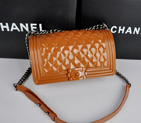 2014 Boy Chanel Flap Shoulder Bag PVC leather A67063 Brown A67063