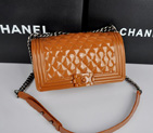 2014 Boy Chanel Flap Shoulder Bag PVC leather A67086 Brown A67086