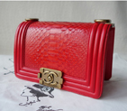2014 Boy Chanel Flap Shoulder Bag Python Leather A66094 in Red A66094