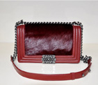 2014 Boy Chanel Flap Shoulder Bag Sheepskin Leather with Horsehair A67759 Claret A67759