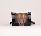 2014 Boy Chanel Flap Shoulder Bag Snake Leather A67024 Black A67024