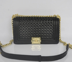2014 Boy Chanel Flap Shoulder Bag Weave Leather A90181 Black A90181