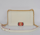 2014 Boy Chanel Flap Shoulder Bag in Calf Leather A92094 White A92094