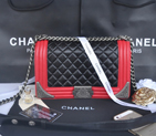 2014 Boy Chanel Flap Shoulder Bag in Calfskin Leather A67088 Black&Red A67088